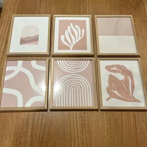 Set of 6 Minimalist Art Prints w/Frames